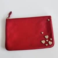 Mulberry Valentines Hearts Zip Pouch in Valentine Red Glossy Goat
