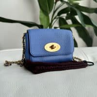 Mulberry Mini Lily in Porcelain Blue Small Classic Grain with gold Hardware