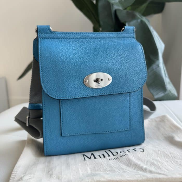 Mulberry Small Antony in Portobello Blue with silver - Image 2