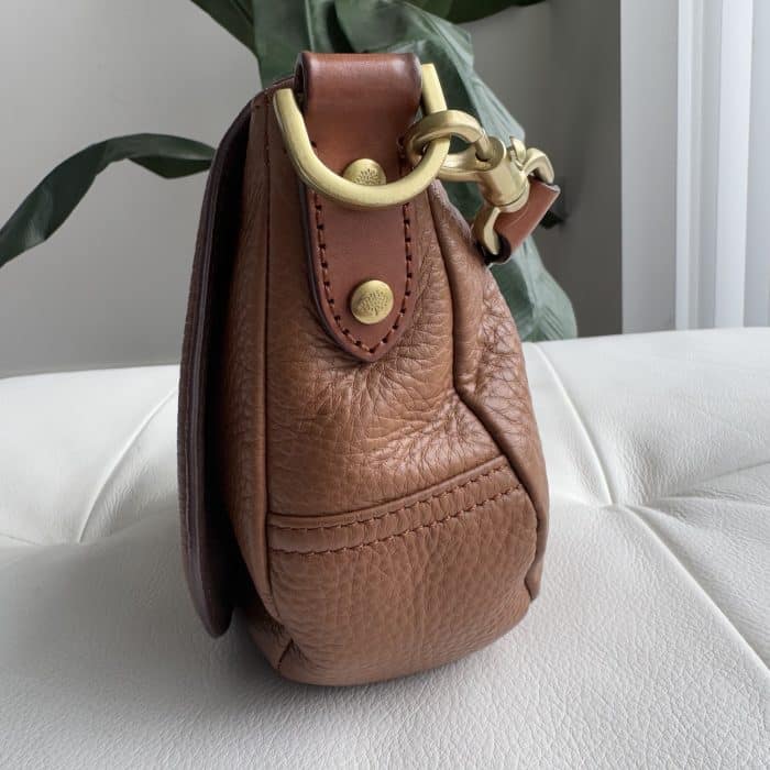 Mulberry Small Effie Satchel in Oak Spongy Pebbled Leather with brass hardware - Image 9