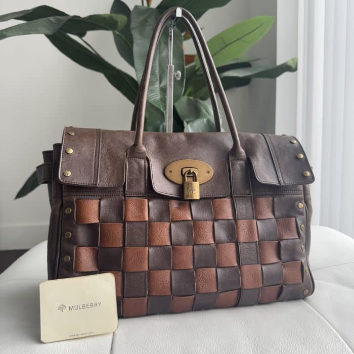 Mulberry Rare vintage woven leather Bayswater - three toned leather with antique brass hardware