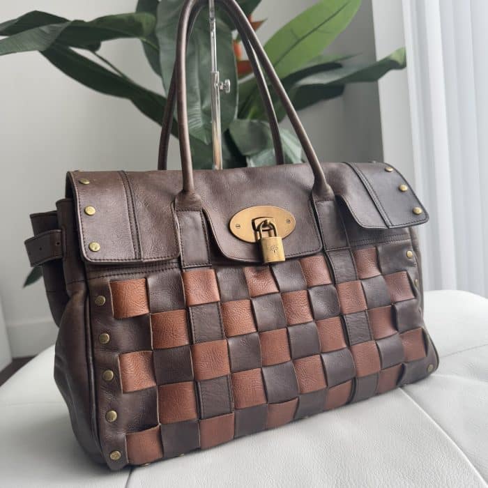 Mulberry Rare vintage woven leather Bayswater - three toned leather with antique brass hardware - Image 2