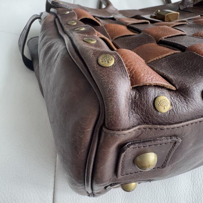 Mulberry Rare vintage woven leather Bayswater - three toned leather with antique brass hardware - Image 15