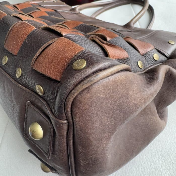 Mulberry Rare vintage woven leather Bayswater - three toned leather with antique brass hardware - Image 18