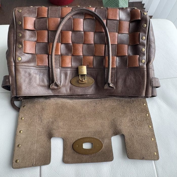 Mulberry Rare vintage woven leather Bayswater - three toned leather with antique brass hardware - Image 21