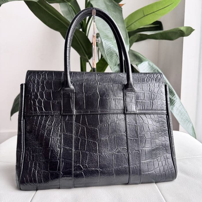 Mulberry Black Croc Embossed Heritage Bayswater with Gold/Brass tone hardware - Image 2