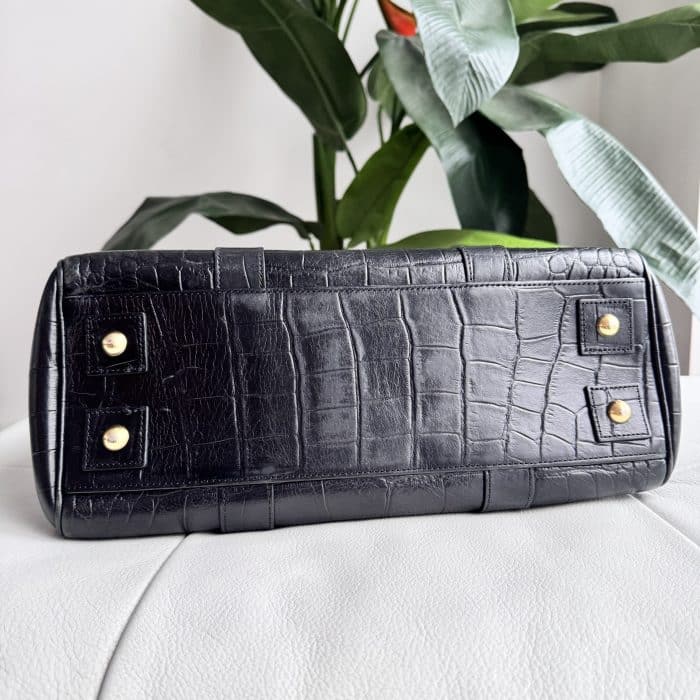 Mulberry Black Croc Embossed Heritage Bayswater with Gold/Brass tone hardware - Image 9