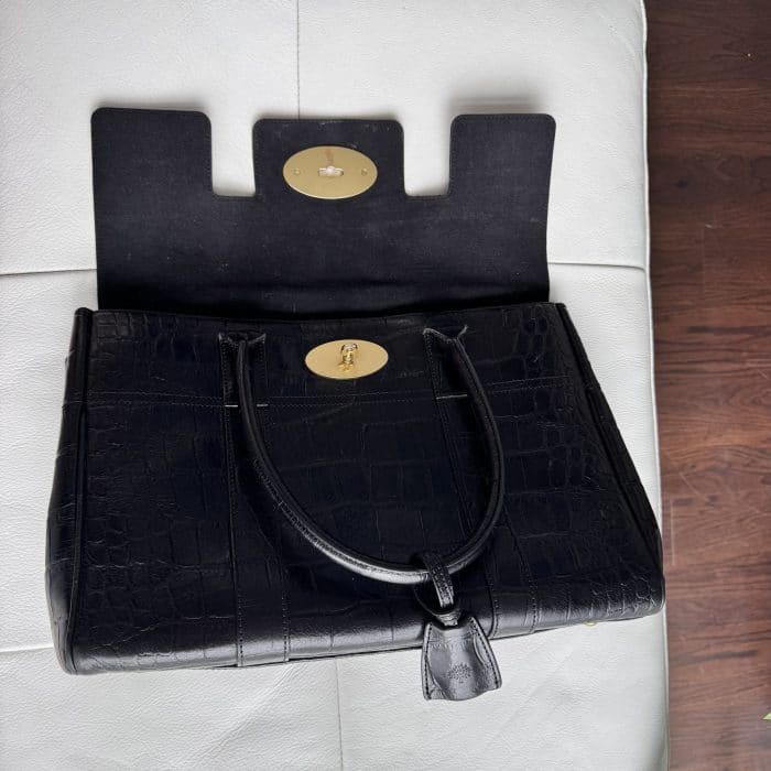 Mulberry Black Croc Embossed Heritage Bayswater with Gold/Brass tone hardware - Image 14