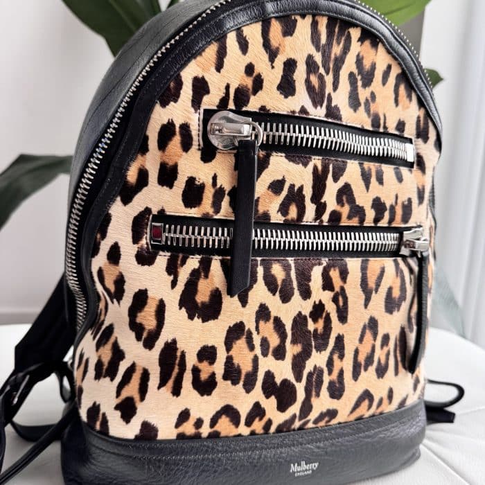 Mulberry Kenrick Backpack in Black Calf & Leopard hair - silver hardware - Image 4