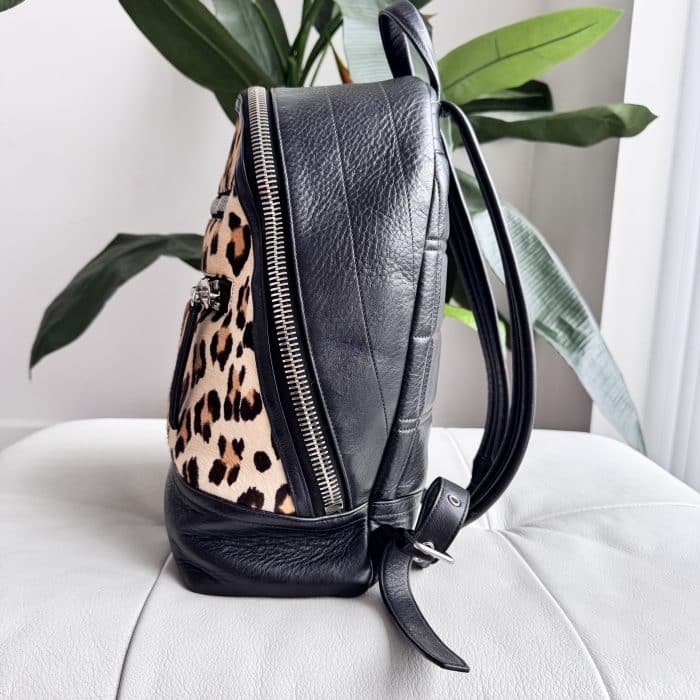 Mulberry Kenrick Backpack in Black Calf & Leopard hair - silver hardware - Image 6