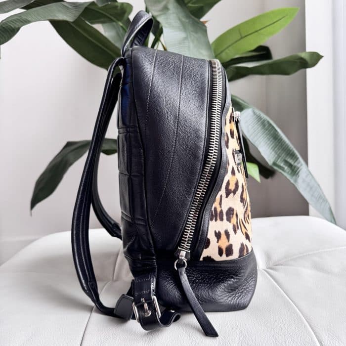 Mulberry Kenrick Backpack in Black Calf & Leopard hair - silver hardware - Image 7