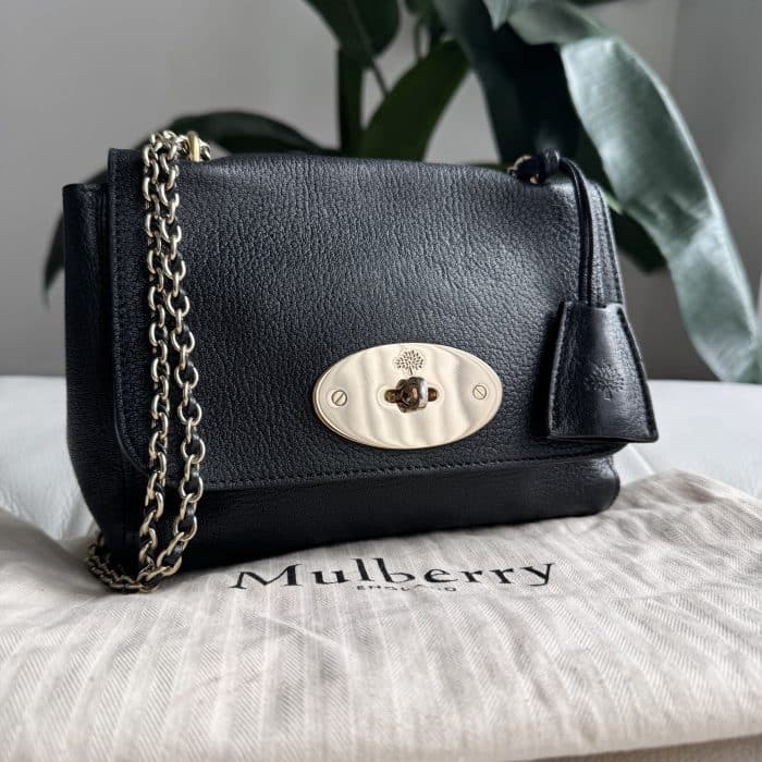 Mulberry Regular Lily in Black Glossy Goat Leather with shiny gold hardware