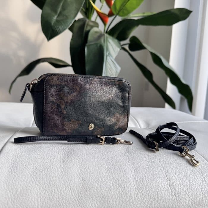 Mulberry Cara Camo Zipped Pochette Wristlet in Green Camo Printed Goat